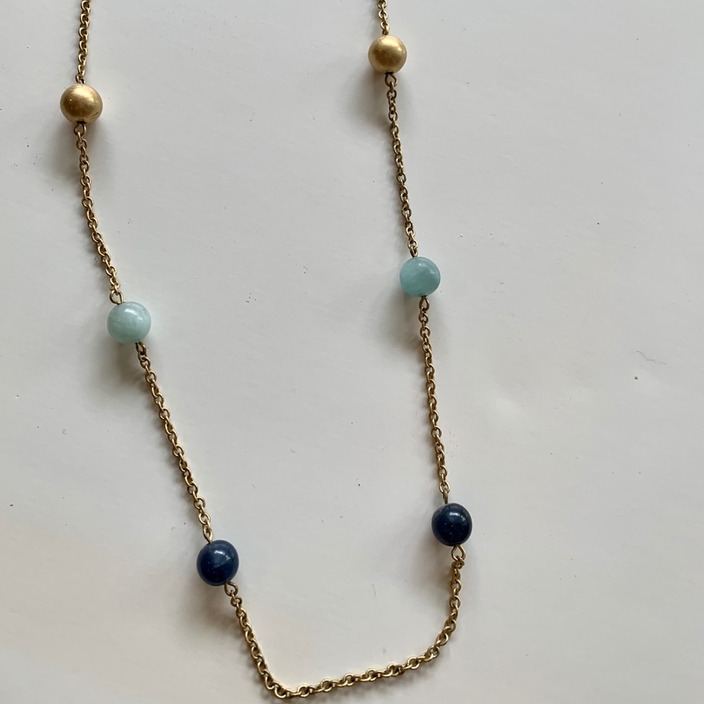 Blue and Gold Beaded Ralph Lauren Necklace